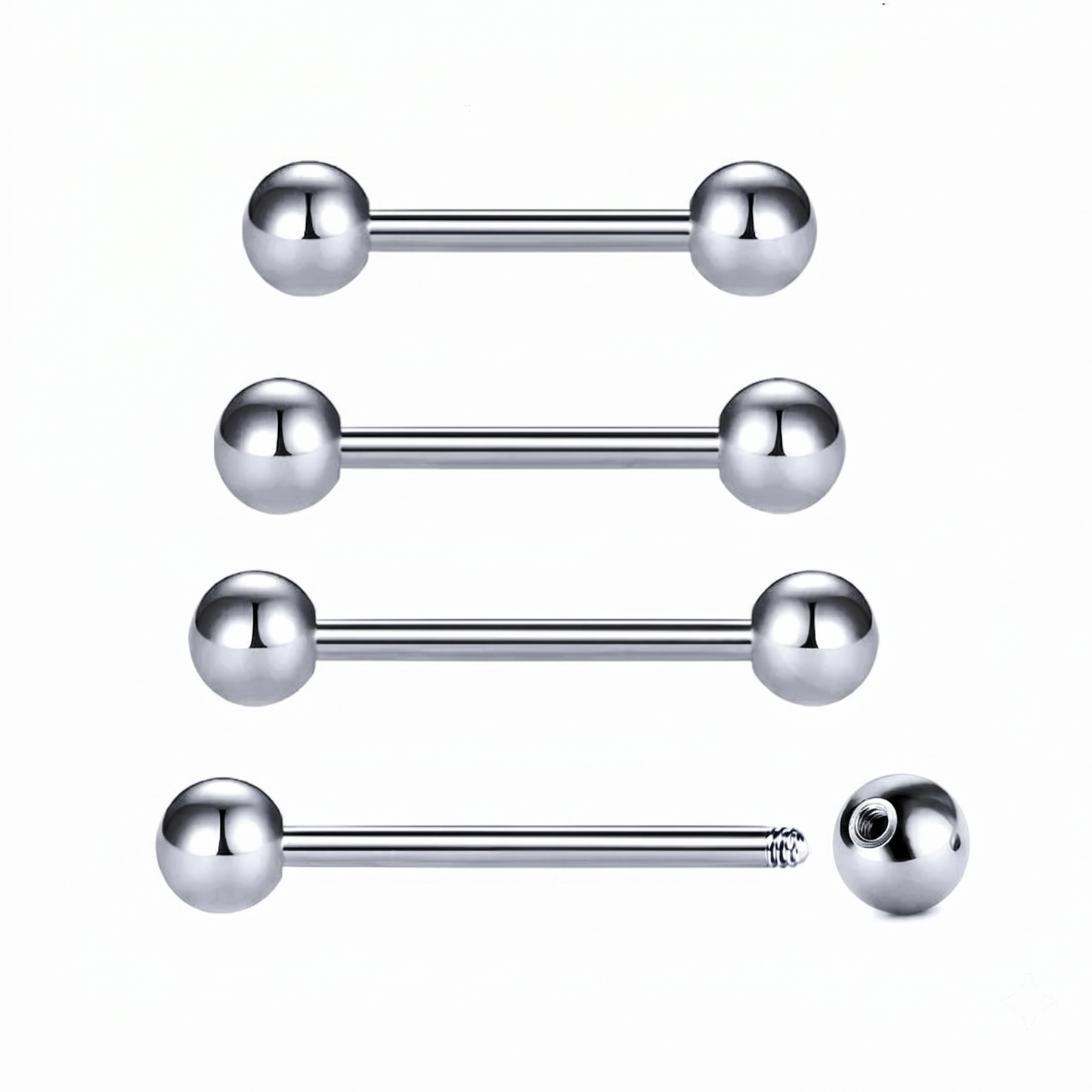 Silver Titanium Barbells 14G