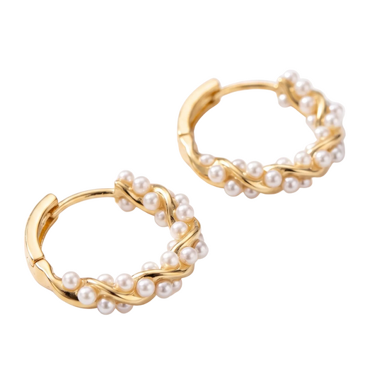 Boucles d'oreilles dorées boules de perles