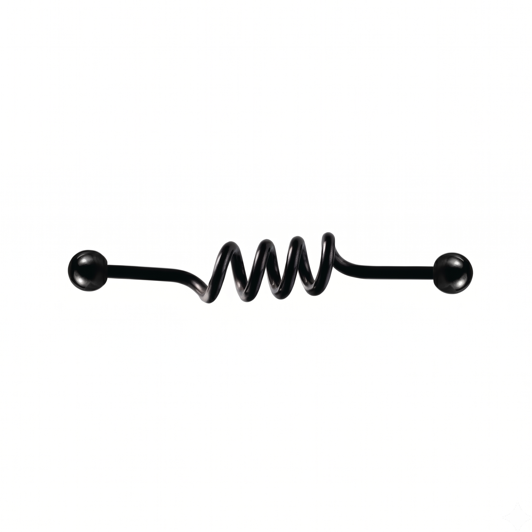Black spiral barbell on a white background