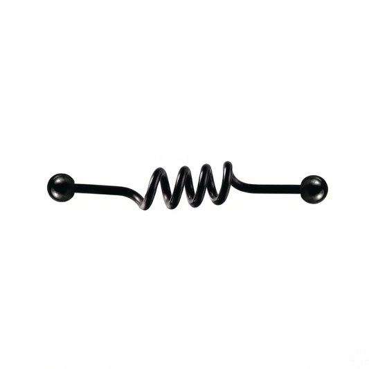 Black spiral barbell on a white background