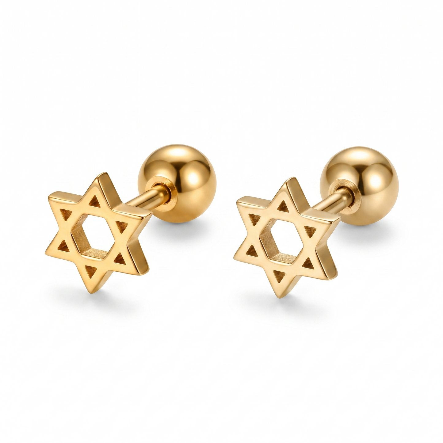 Star Of David Ear Stud Pair