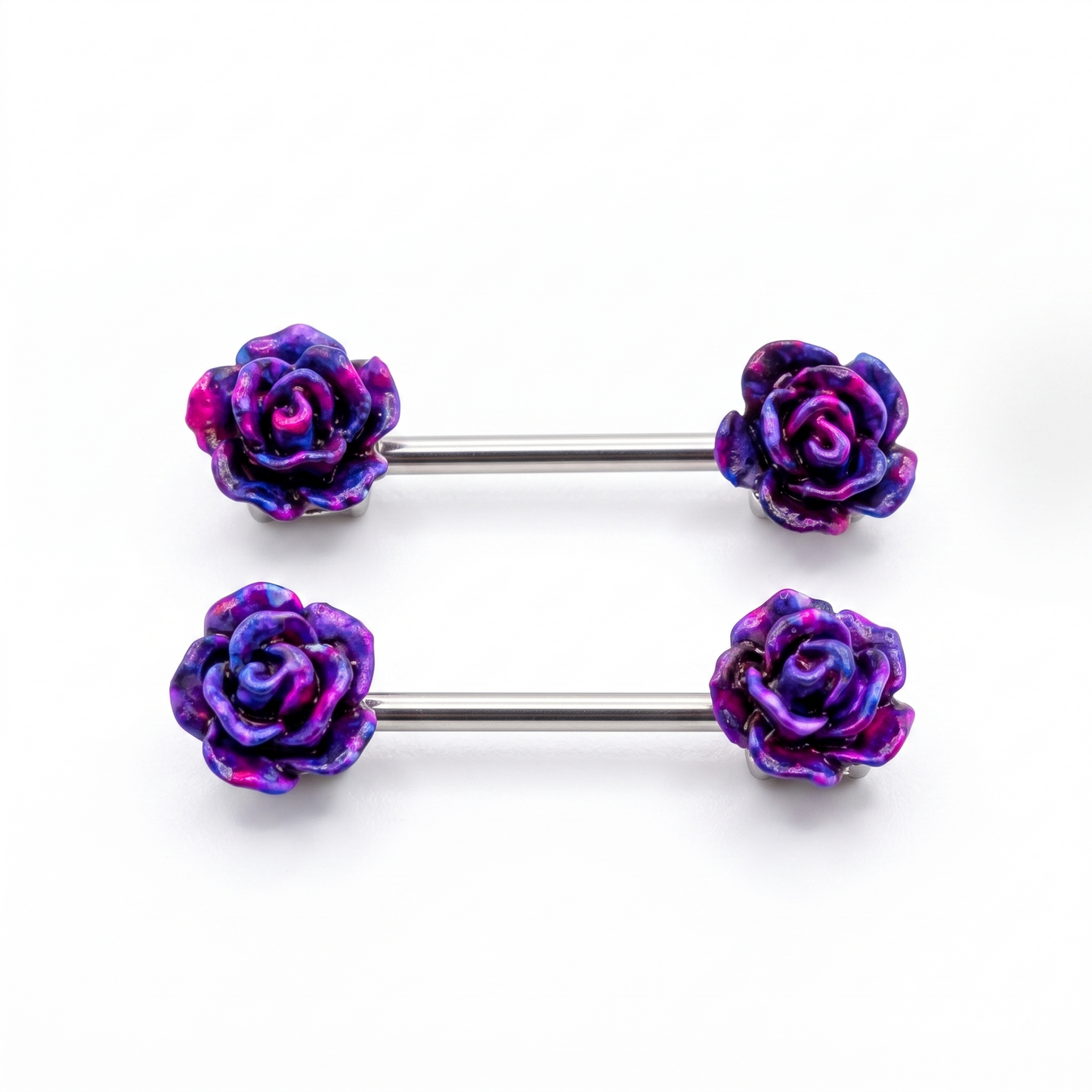 Purple Rose Flower Nipple Bar
