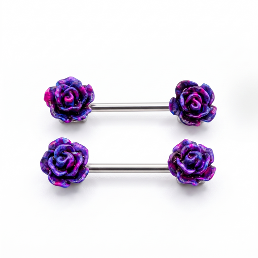 Purple Rose Flower Nipple Bar