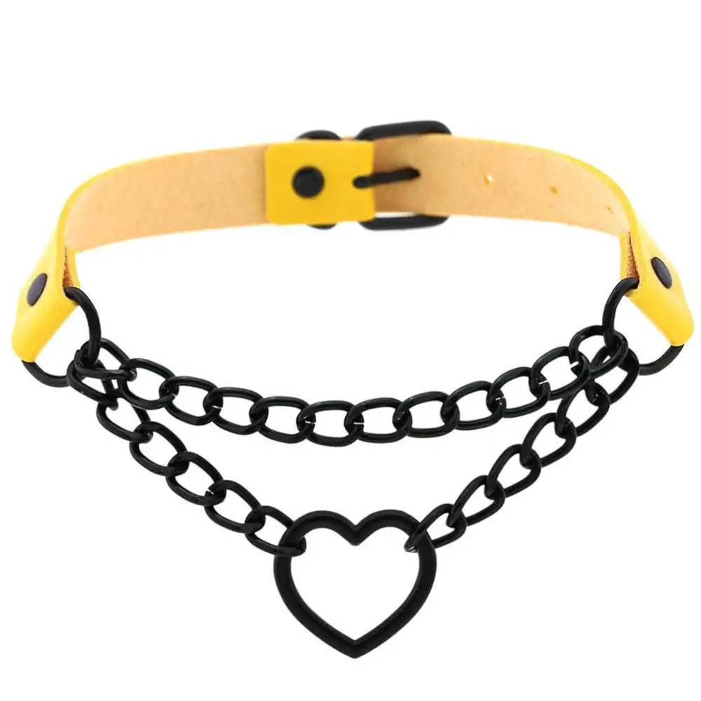 Black Heart Chain Necklace Choker