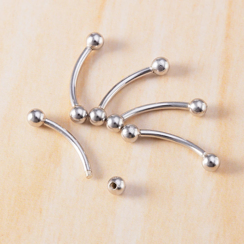 925 Sterling Silver Eyebrow Piercing Curved Barbell 16G