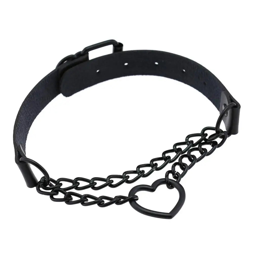 Black Heart Chain Necklace Choker