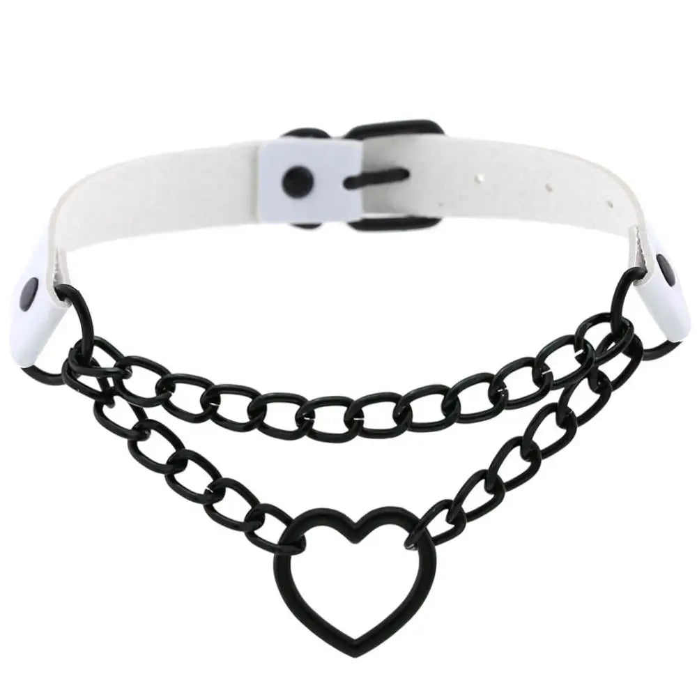 Black Heart Chain Necklace Choker