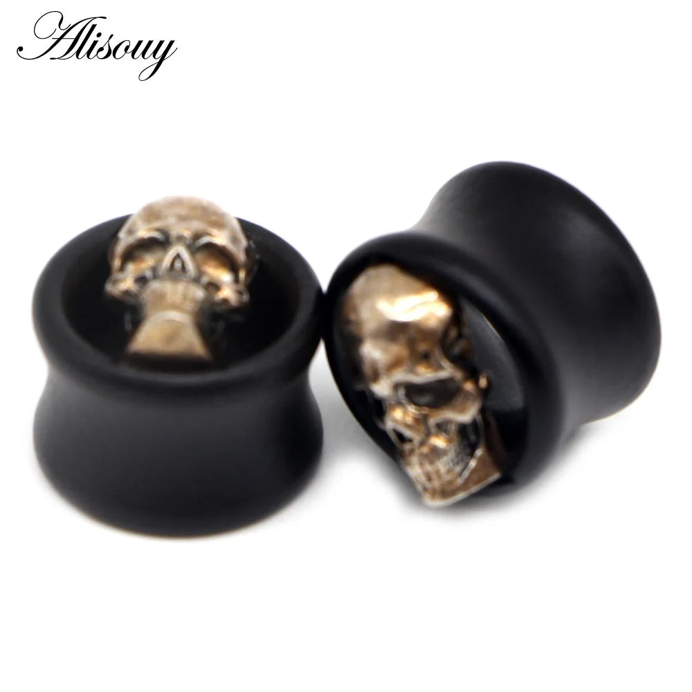 Skull Wooden Ear Plug Flesh Tunnels