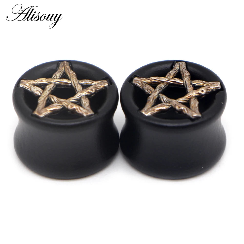 Star Wooden Ear Plug Flesh Tunnel