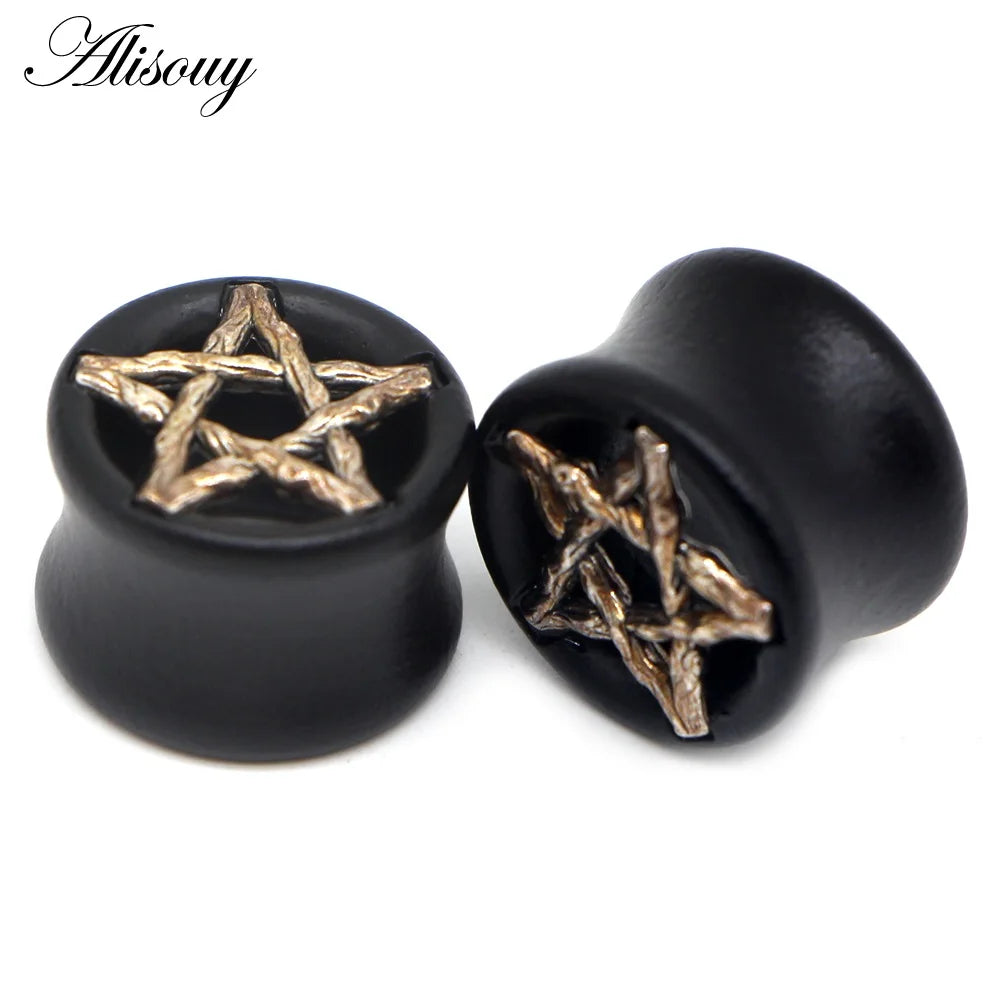 Star Wooden Ear Plug Flesh Tunnel