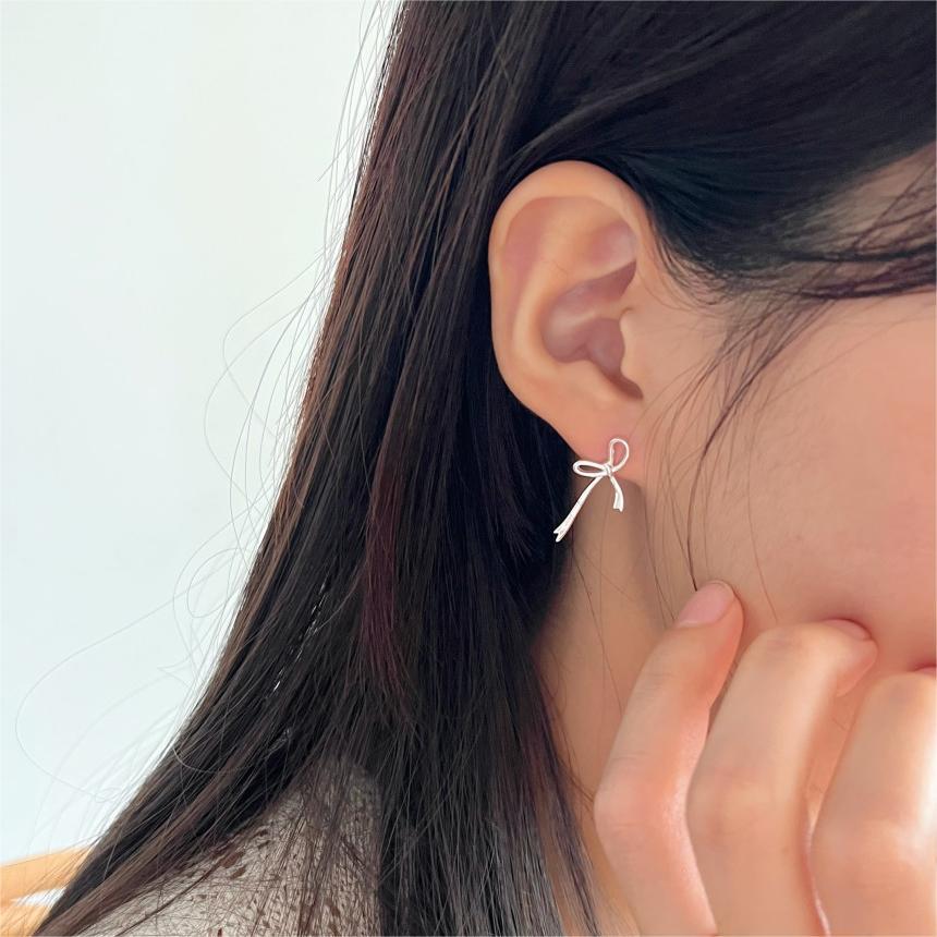 Bow Knot Plating Sterling Silver Ear Studs