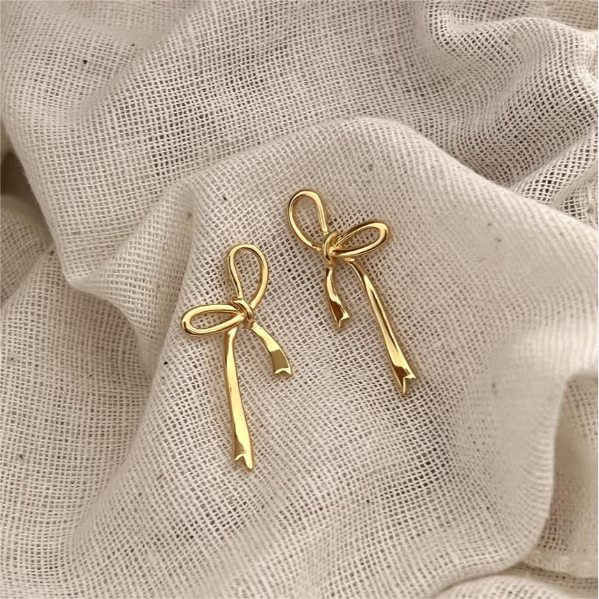 Bow Knot Plating Sterling Silver Ear Studs