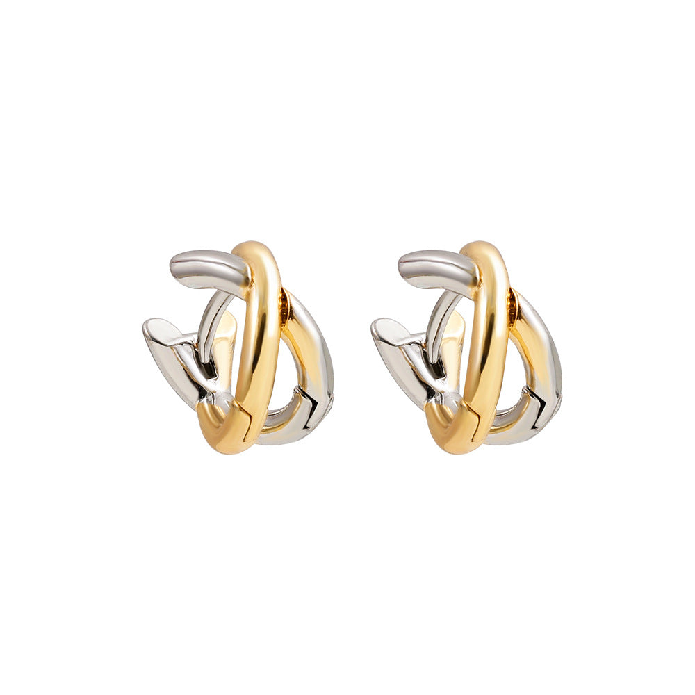 Classic Style Block Copper Gold Plated Ear Studs