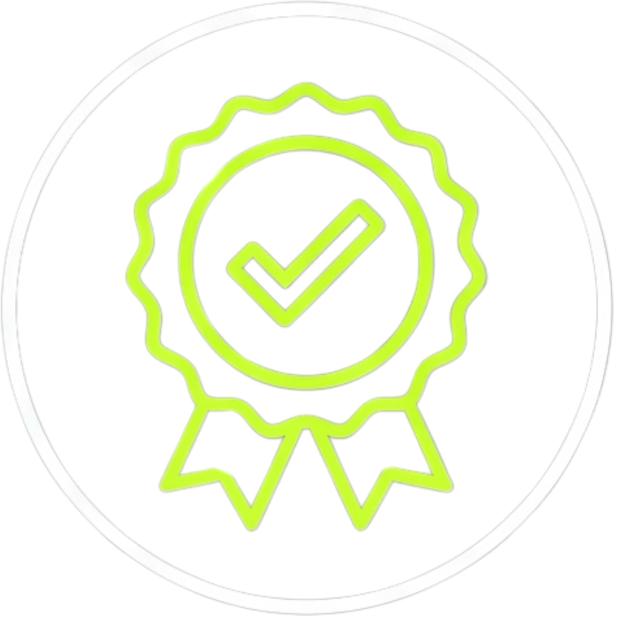 Green check mark icon on a white background