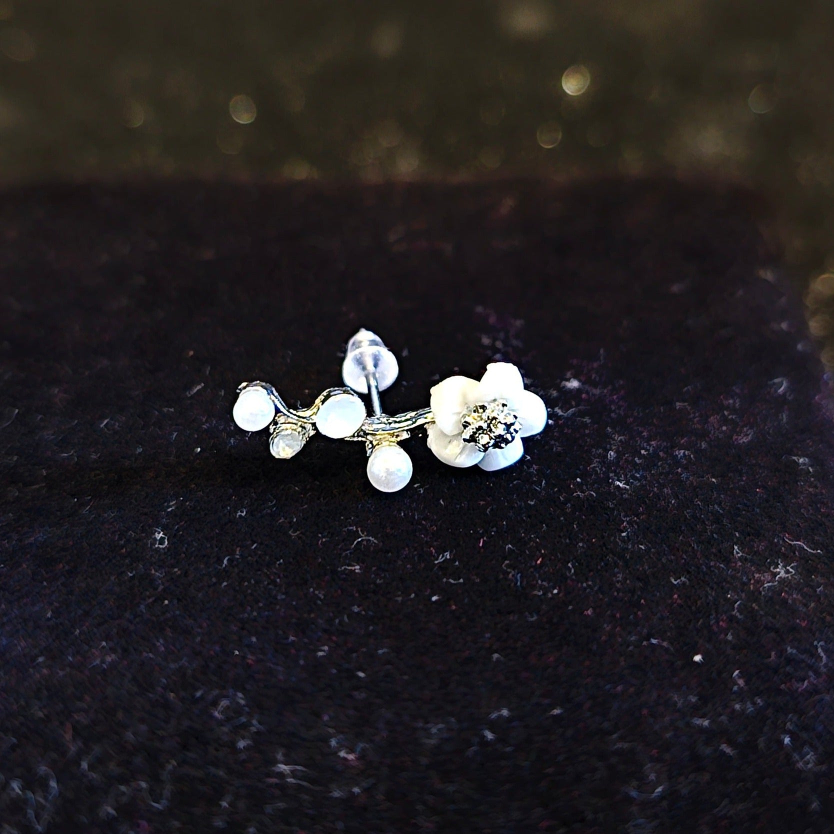 Crystal Flower Climber Ear Studs - Pretty Savage Jewellery