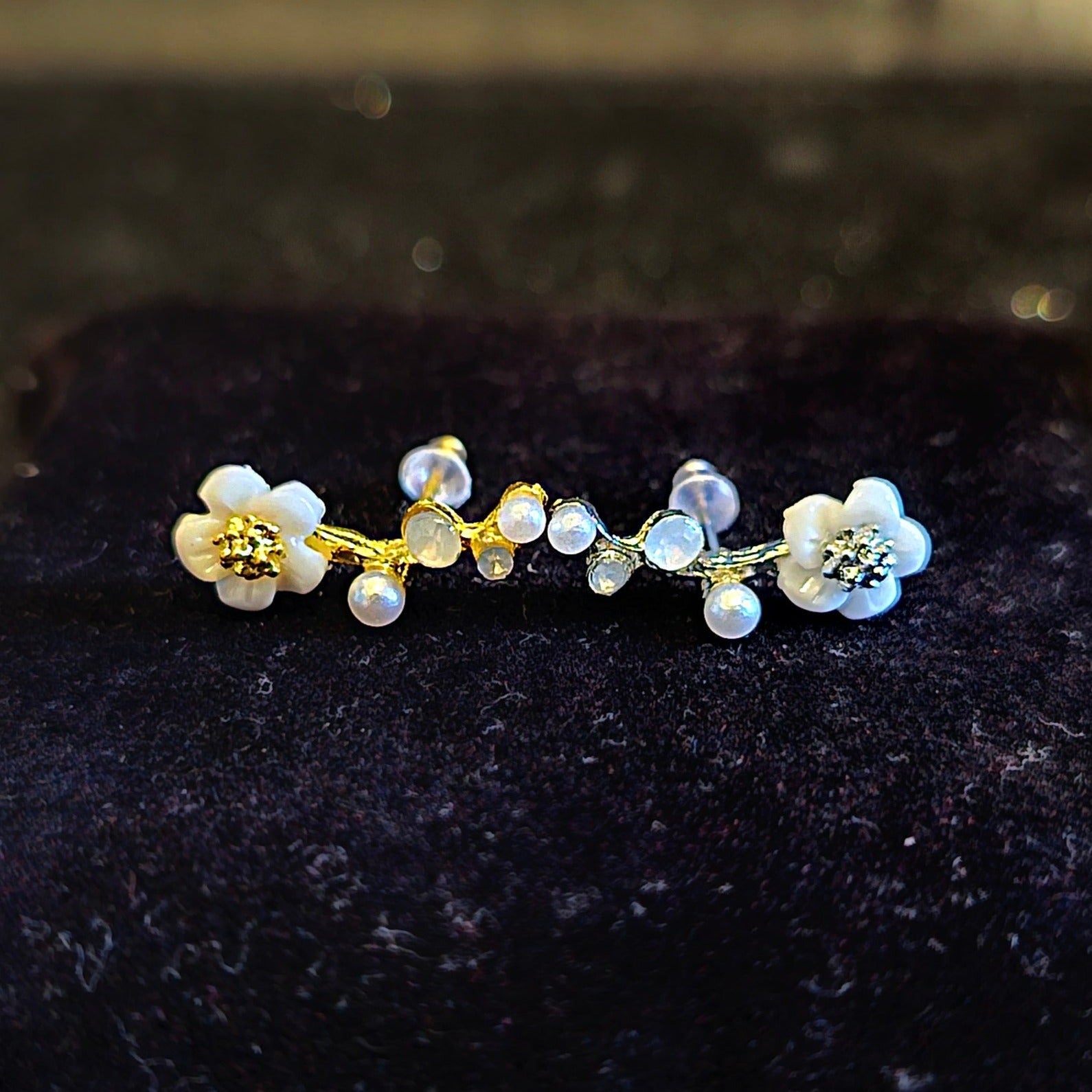 Crystal Flower Climber Ear Studs - Pretty Savage Jewellery