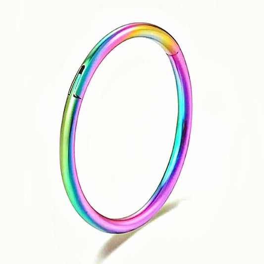 Rainbow Stainless Steel Clicker Segment Ring - Pretty Savage Jewellery