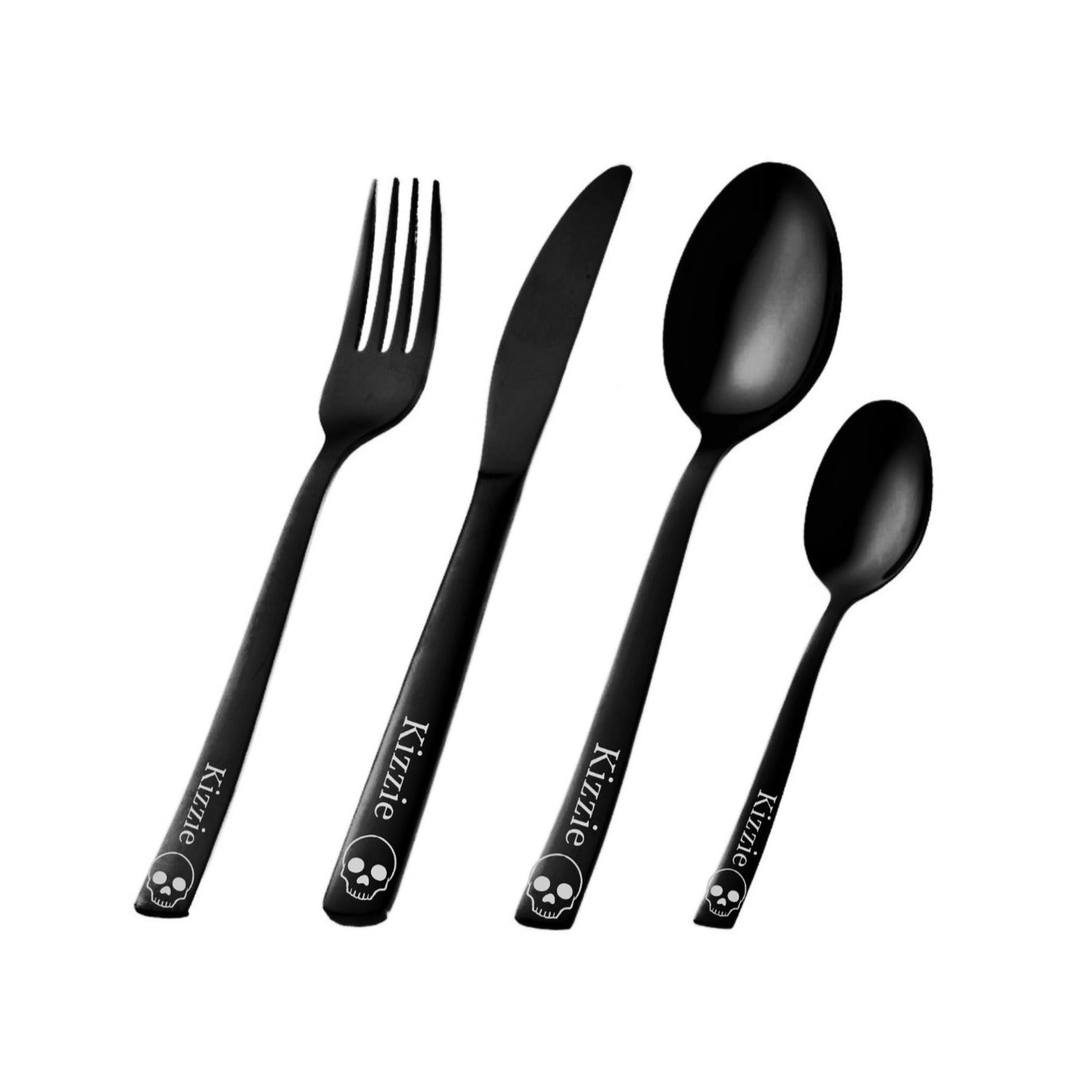 Skull Stainless Steel 4pc Personalise Cutlery Set - Pretty Savage Jewellery