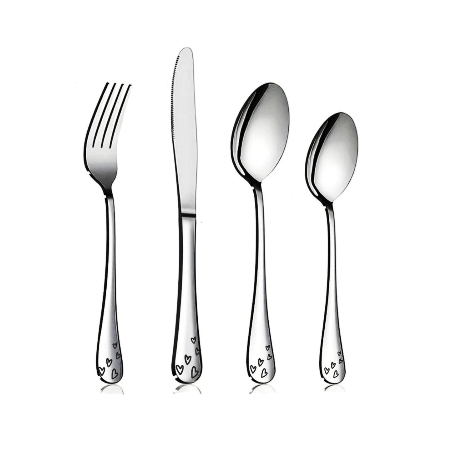 Heart Design 4pc Cutlery Set - Pretty Savage Jewellery