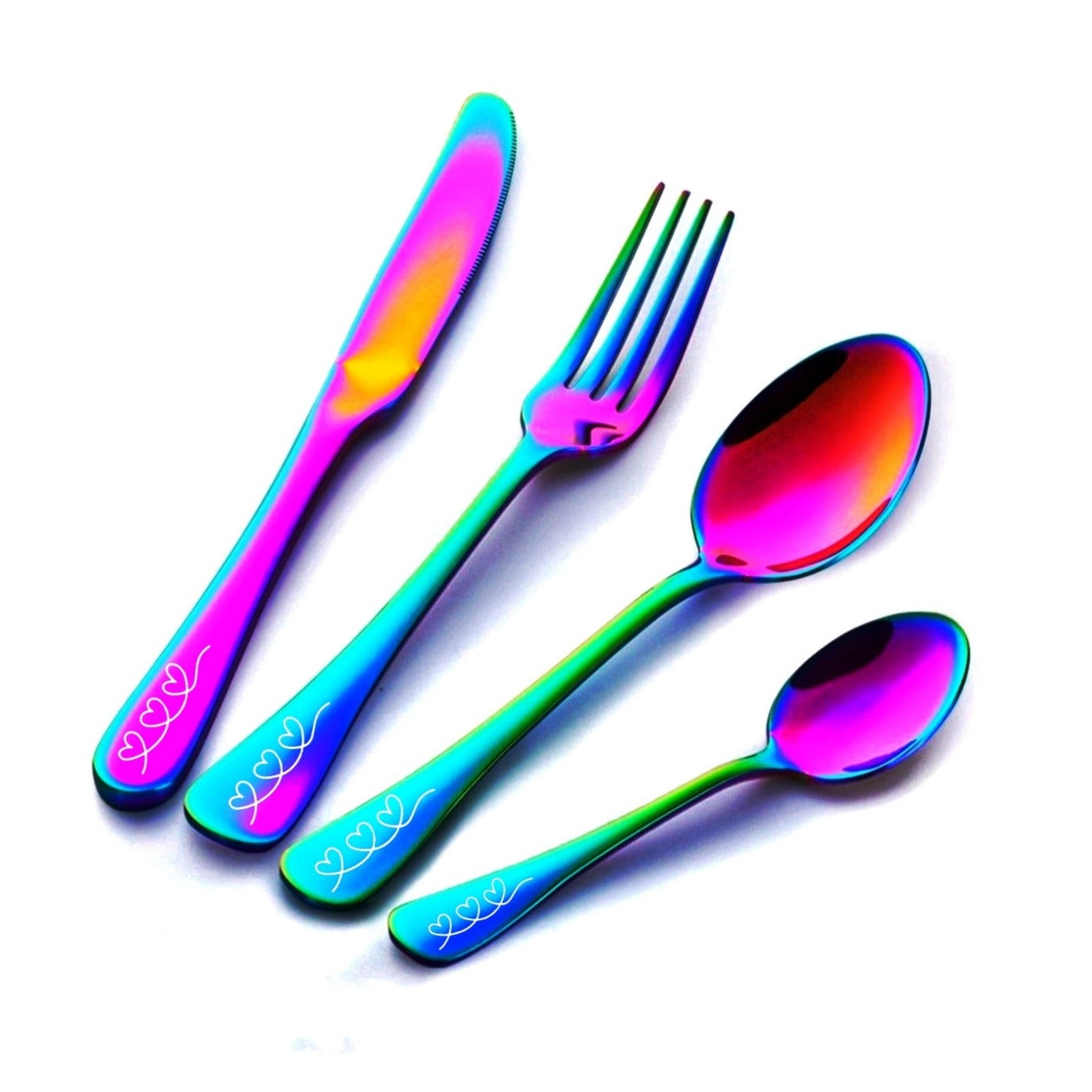 Heart Stainless Steel 4pc Cutlery Set - Pretty Savage Jewellery