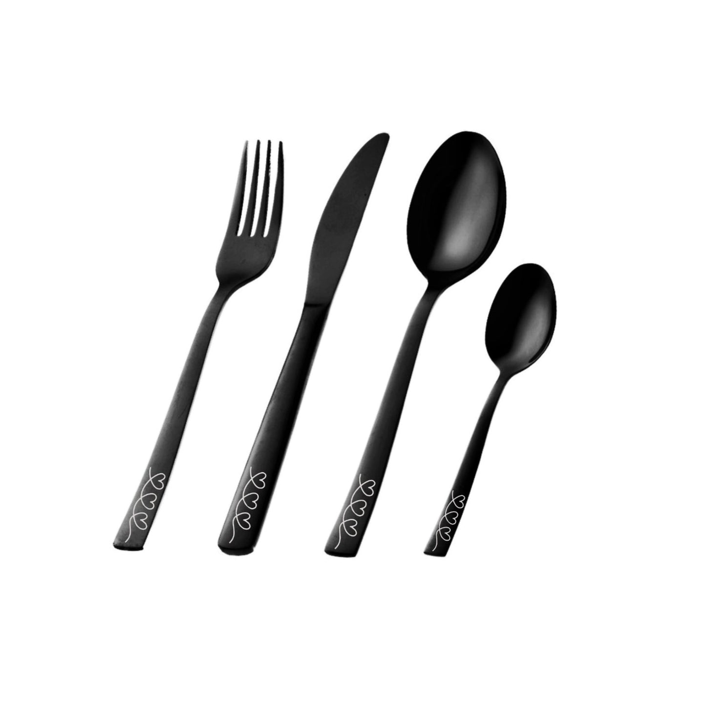 Heart Stainless Steel 4pc Cutlery Set - Pretty Savage Jewellery