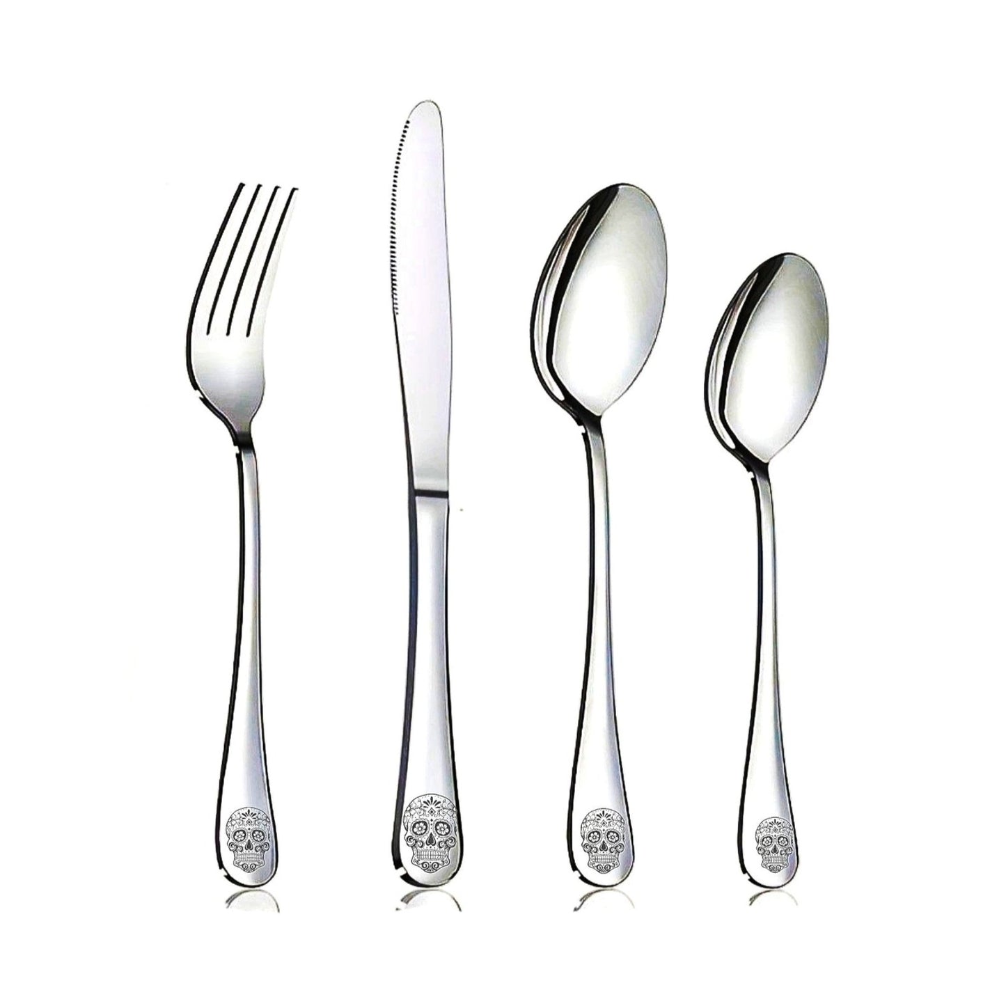 Candy Skull Stainless Steel 4pc Cutlery Set