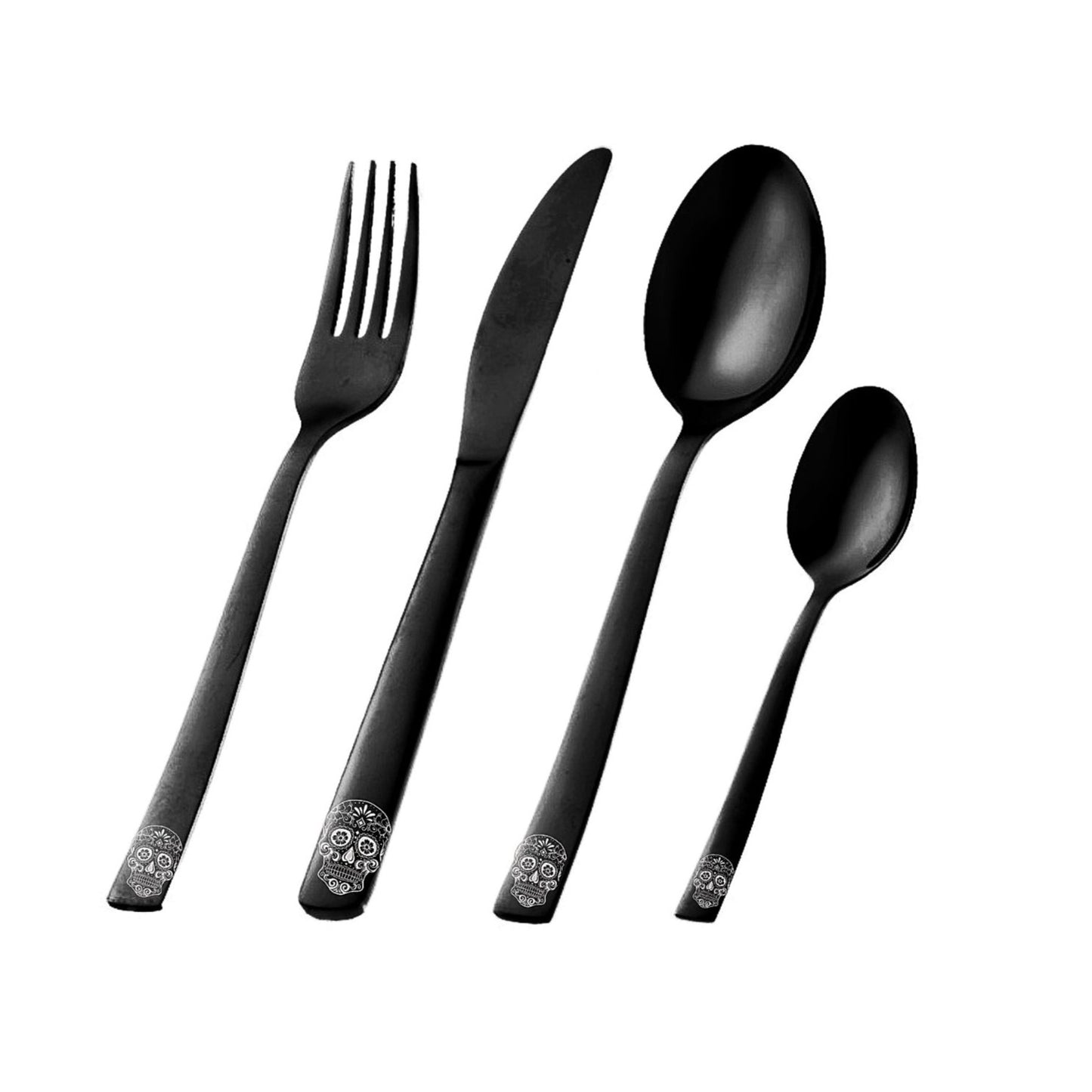 Candy Skull Stainless Steel 4pc Cutlery Set