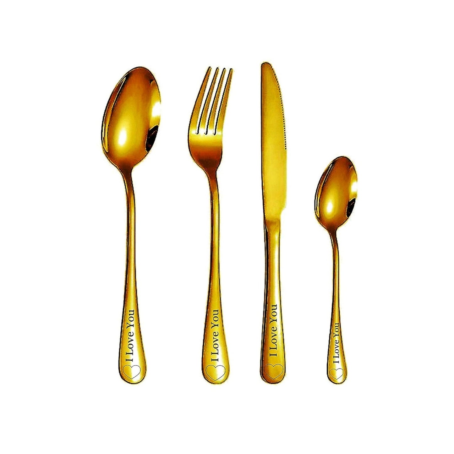 I Love You 4pc Stainless Steel Cutlery Set