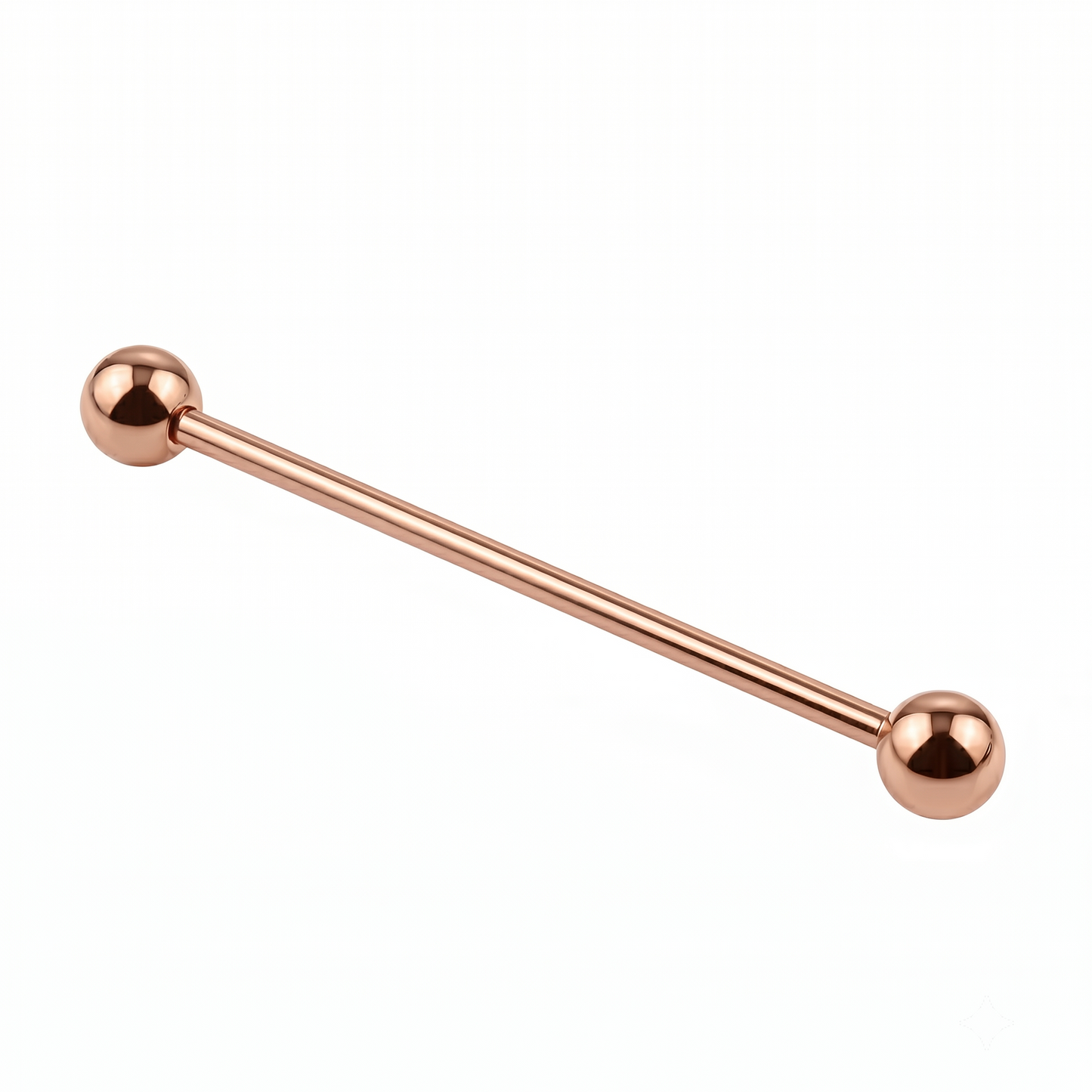 Rose gold barbell on a white background