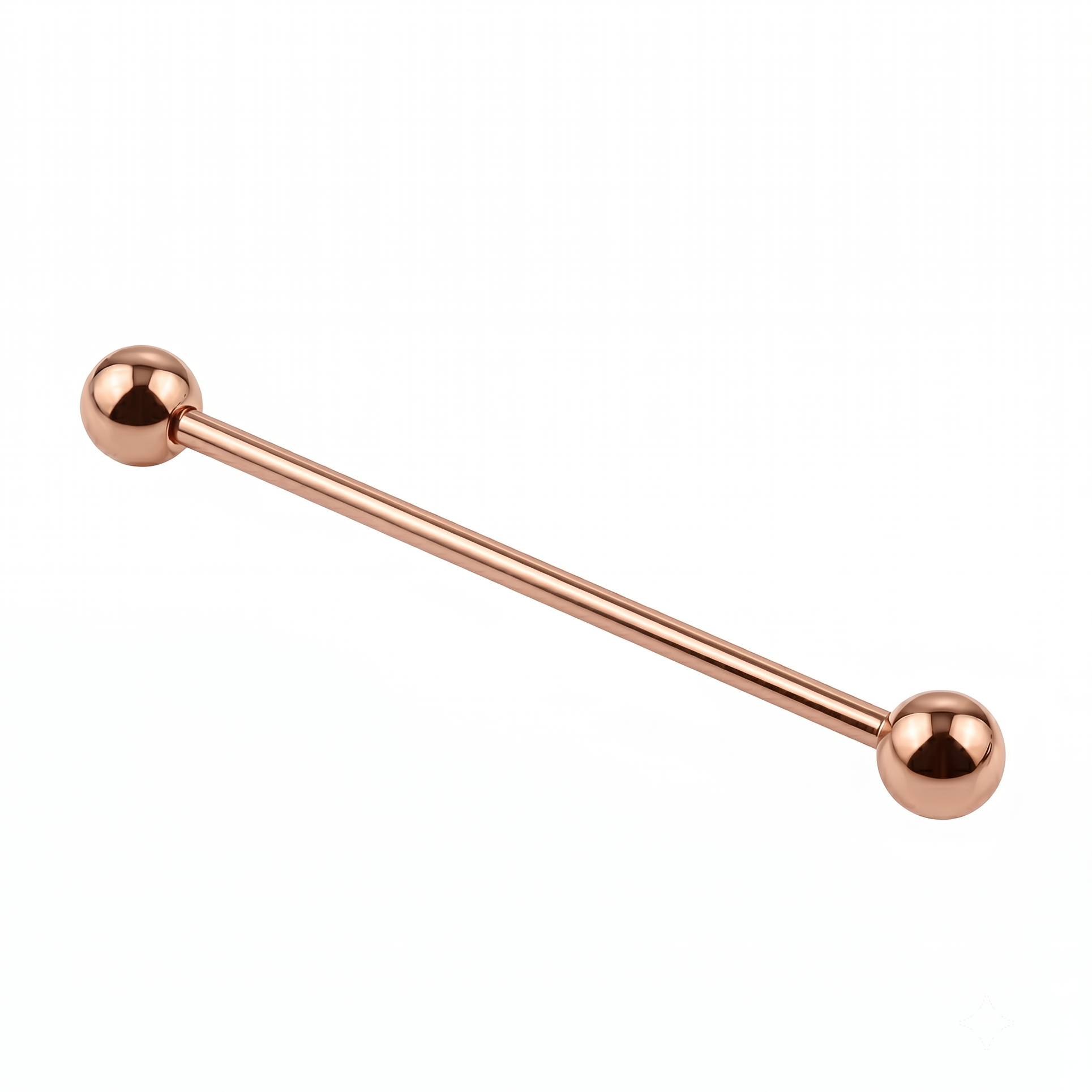 Rose gold barbell on a white background