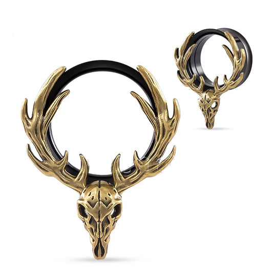 Antler Stainless Steel Ear Tunnel Plug Pair