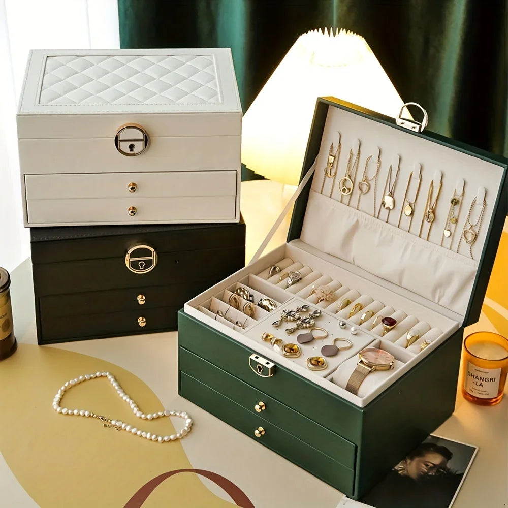 Jewellery Multi-Layer Lockable Storage Box