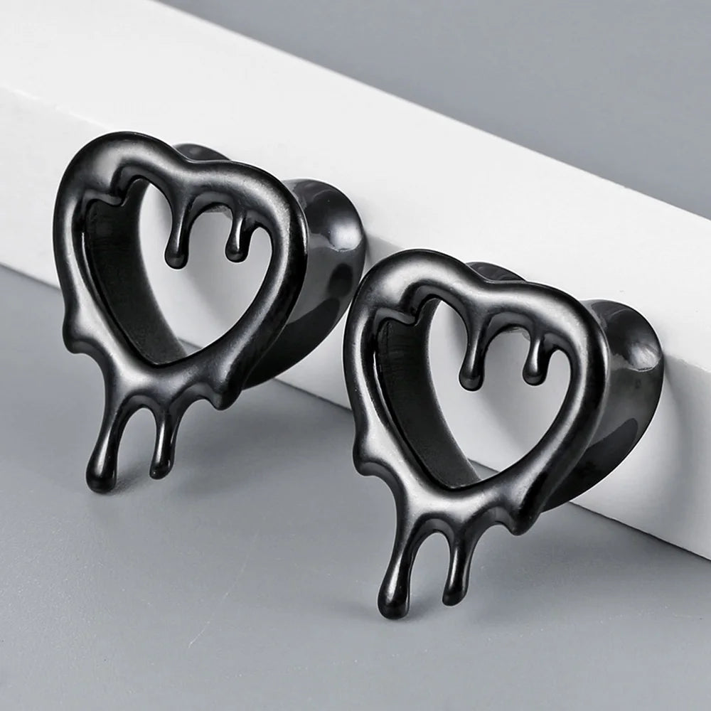 Heart Droplet 316 Stainless Steel Ear Tunnels