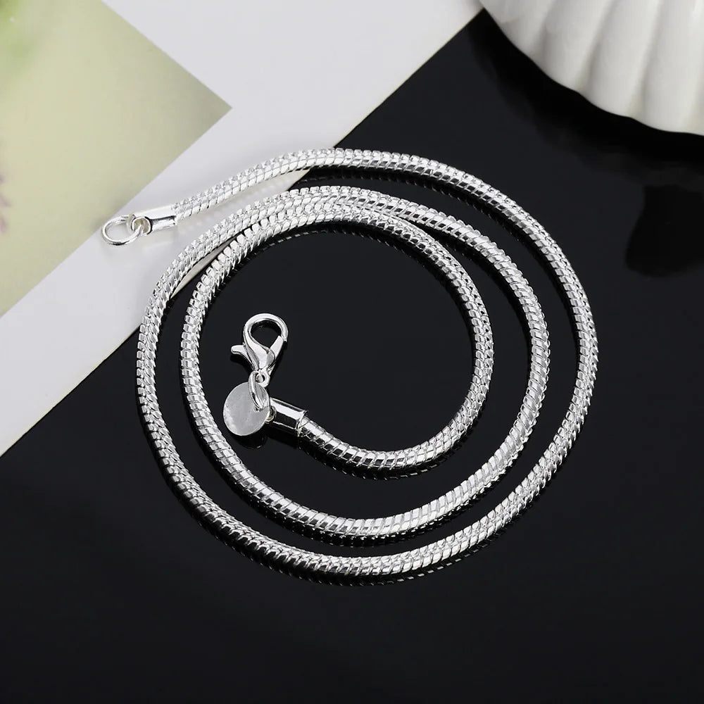 Collier chaîne serpent en argent sterling 925 massif 1MM/2MM/3MM