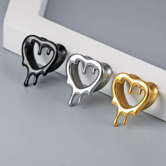 Heart Droplet 316 Stainless Steel Ear Tunnels