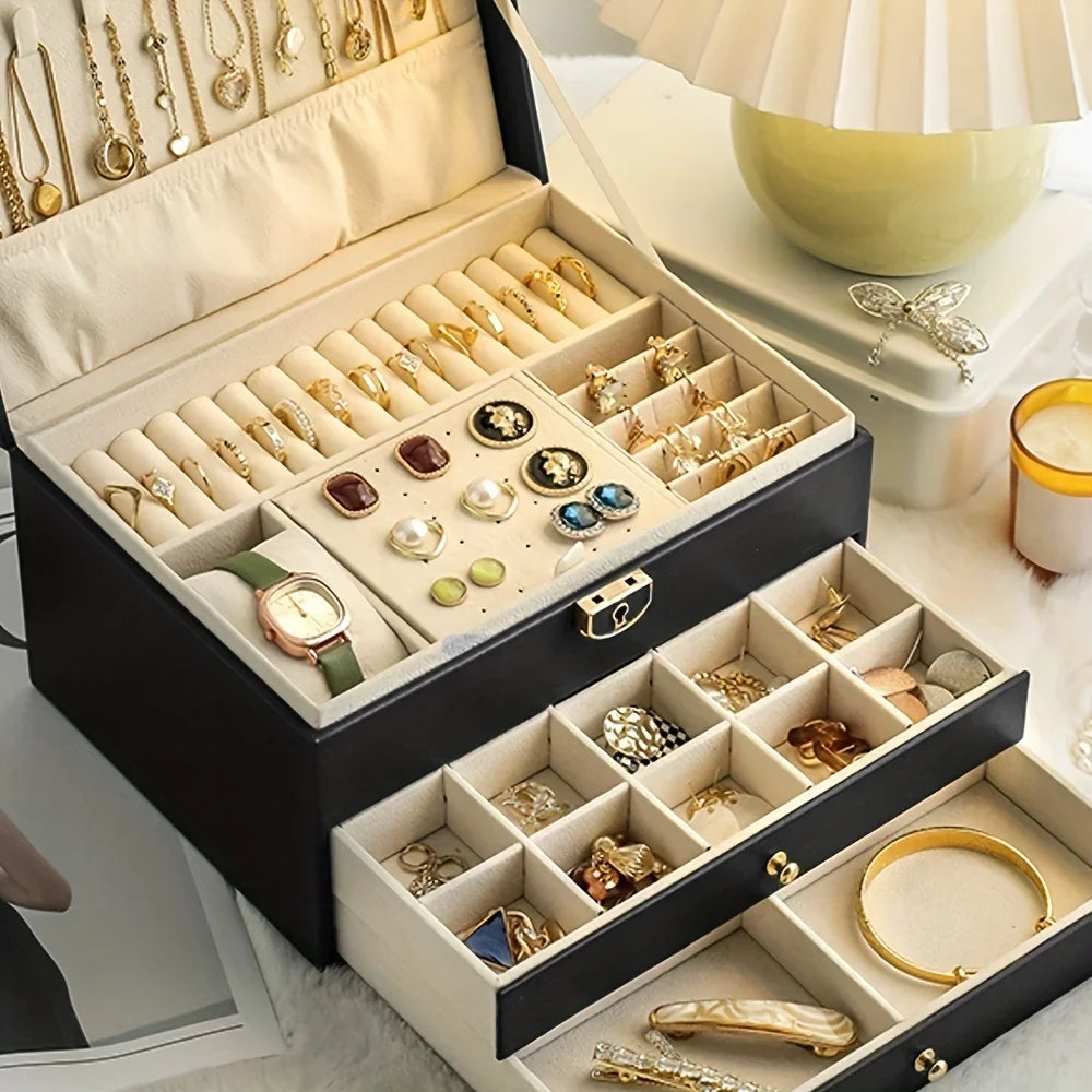 Jewellery Multi-Layer Lockable Storage Box