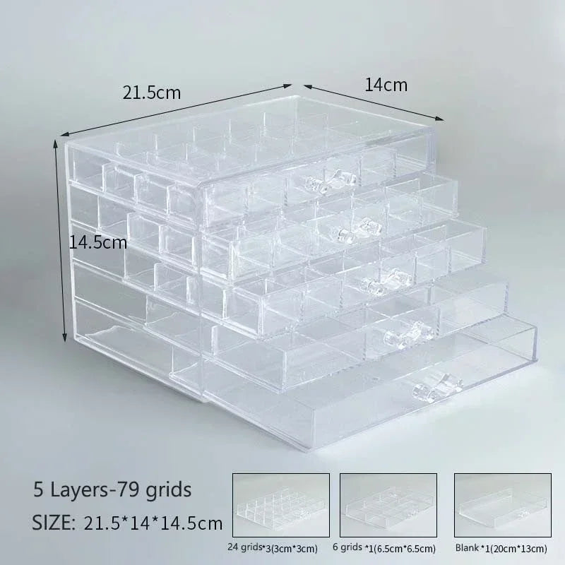 Transparent Jewellery Storage Box 72/79/120 Grids Multi-layer Organizer