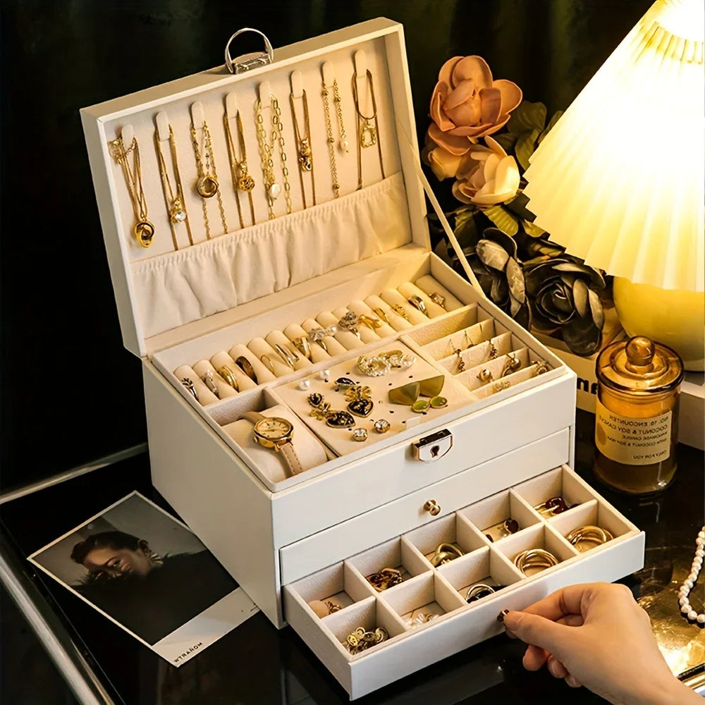 Jewellery Multi-Layer Lockable Storage Box