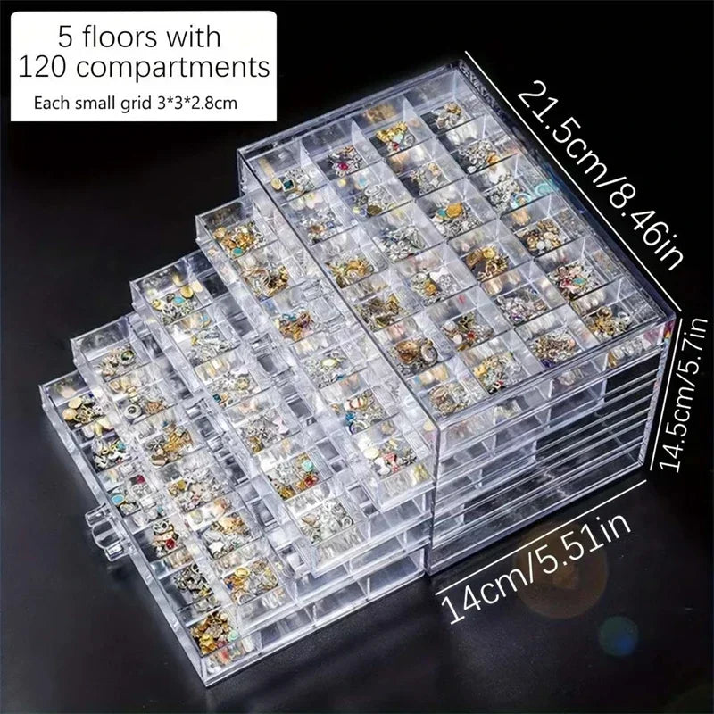 Transparent Jewellery Storage Box 72/79/120 Grids Multi-layer Organizer