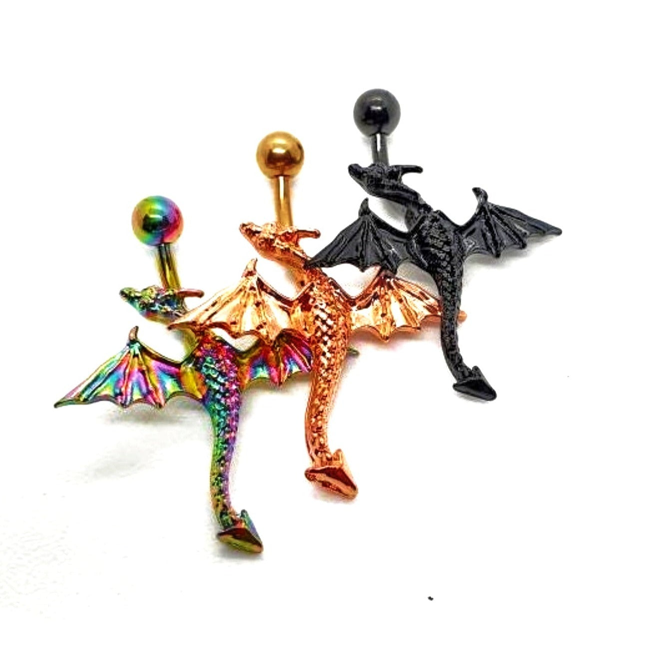 Dragon Design Stainless Steel Belly Bar