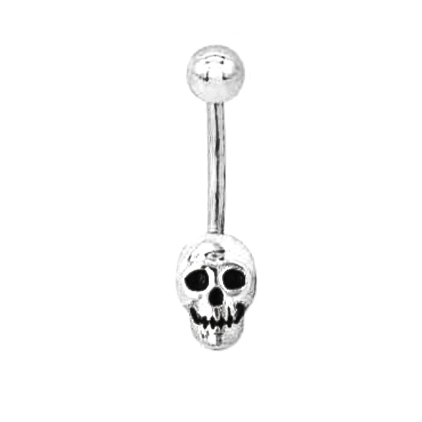 Totenkopf-Bauchnabelpiercing, silberfarbener Totenkopf-Nabelpiercing aus Edelstahl