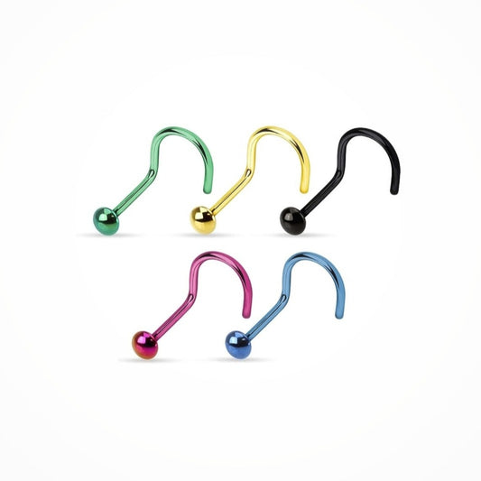 Ball End Curved Bar Nose Studs - Pretty Savage Jewellery