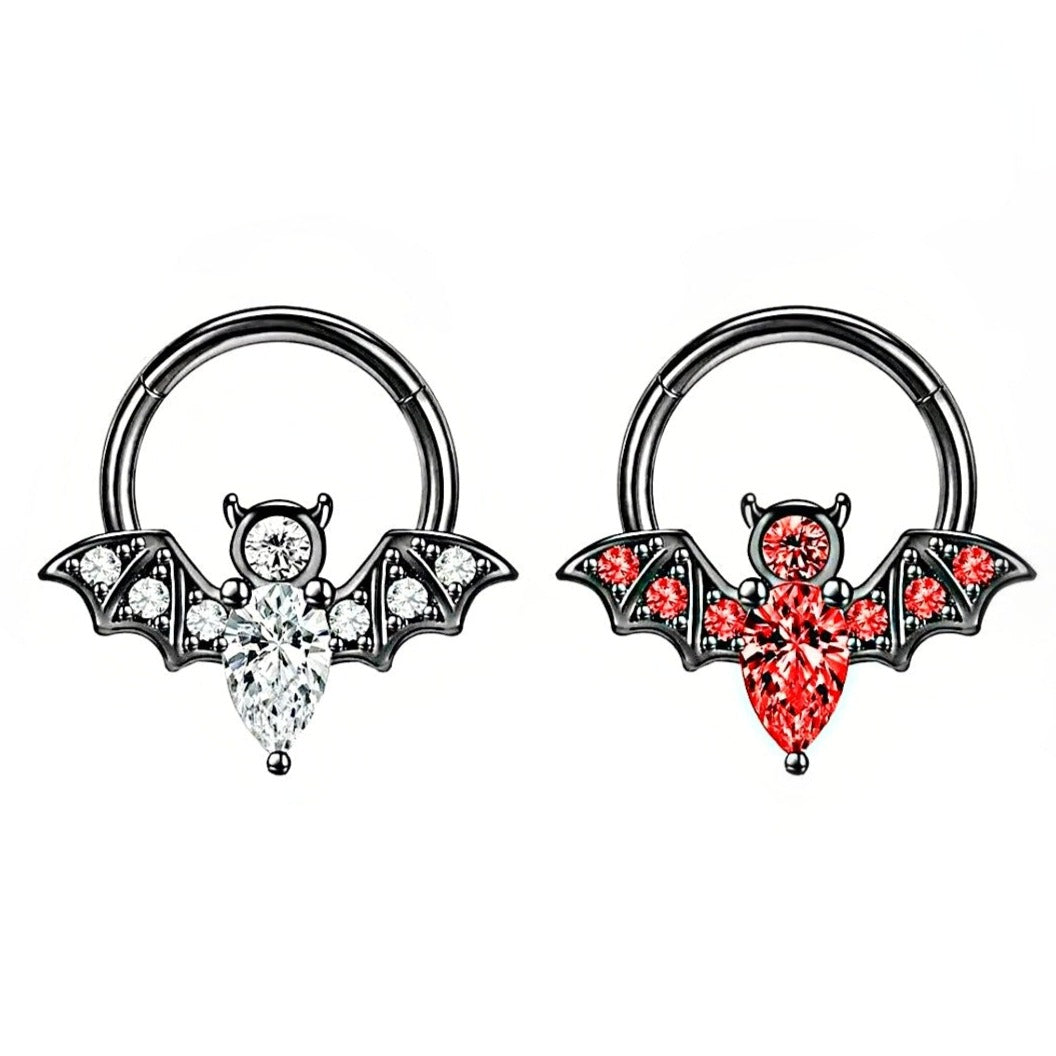 Spooky Vampire Bat Hinged Septum Ring Clicker - Pretty Savage Jewellery