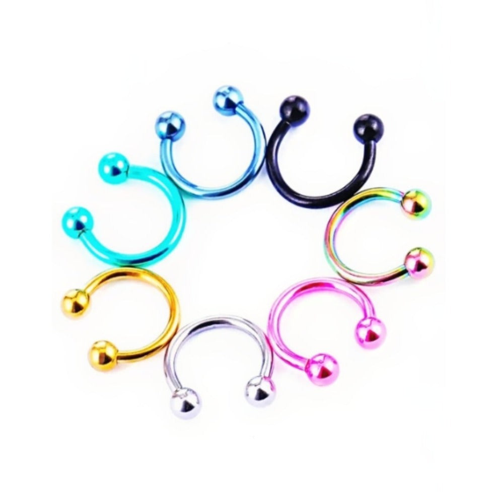 Stainless Steel Horseshoe Ball Septum Rings - Pretty Savage Jewellery