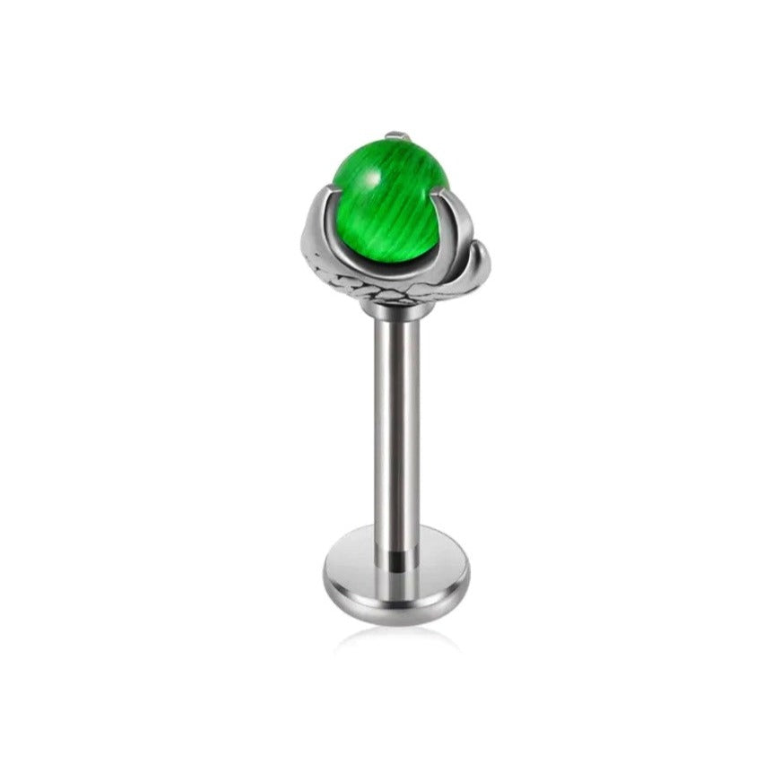 Green Dragon Claw Threaded Labret Stud - Pretty Savage Jewellery