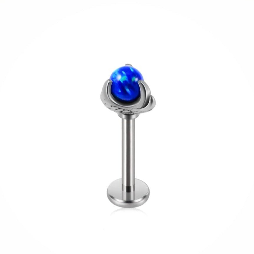 Dark Blue Dragon Claw Treaded Labret Stud - Pretty Savage Jewellery