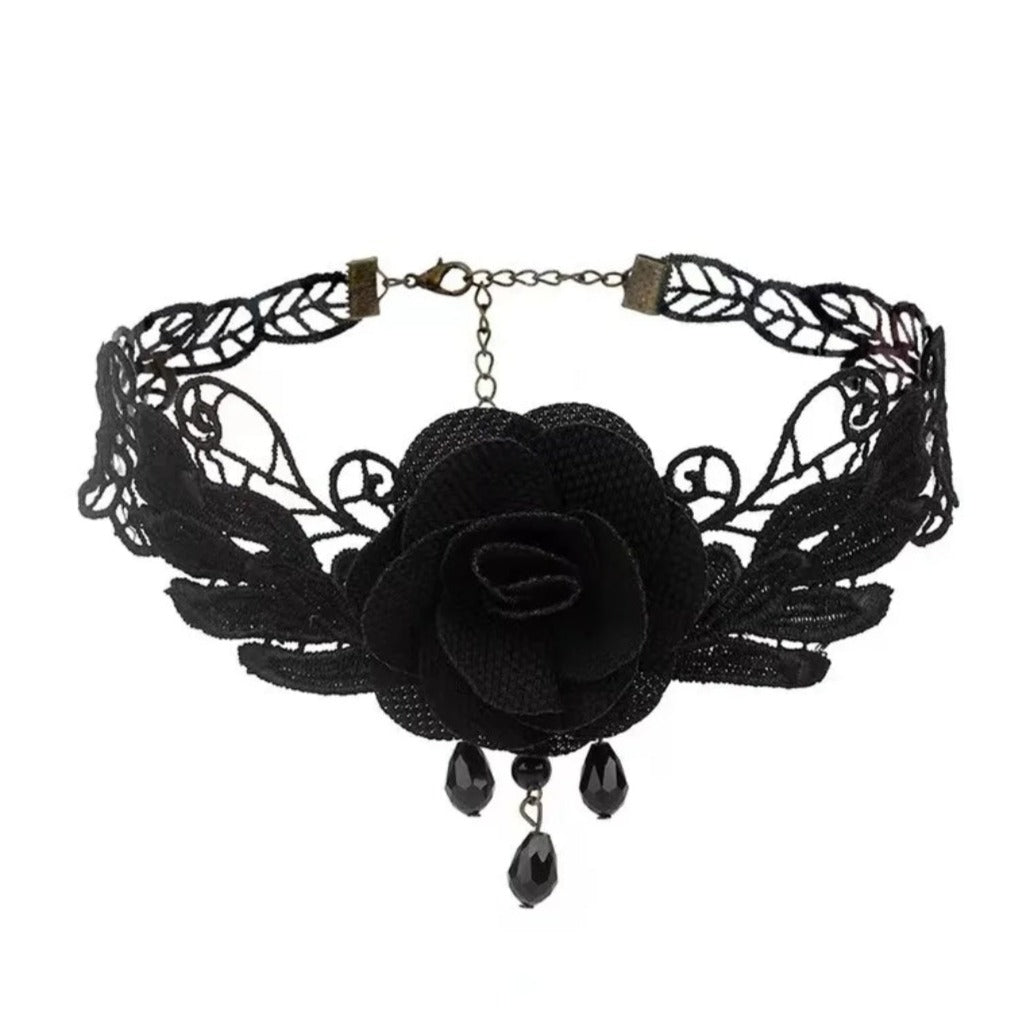 Rose Lace Gothic Choker - Pretty Savage Jewellery