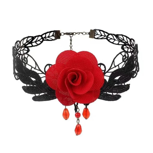 Rose Lace Gothic Choker - Pretty Savage Jewellery