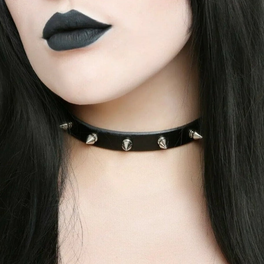 Black Spike Stud Gothic Choker - Pretty Savage Jewellery