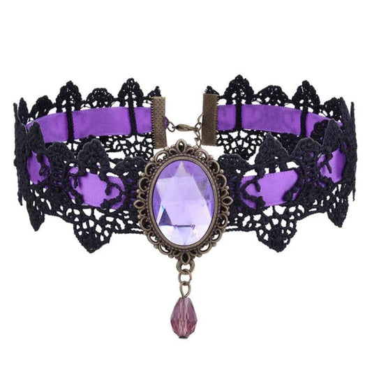 Purple Gothic Lace Choker - Pretty Savage Jewellery